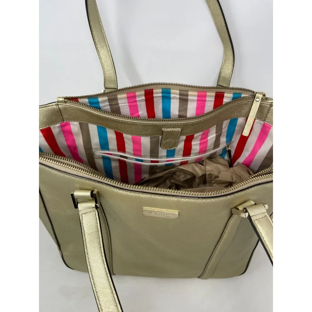 Kate Spade Newbury Lane Large Tote Handbag MSRP $325 Gold Saffiano Leather Bag